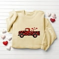 thumbnail image 6 of Valentine's Day Sweatshirt for Women Oversized Love Truck Buffalo Plaid Hearts Graphic Soft Fleece Pullover Beige,Size S, 6 of 6