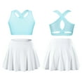 thumbnail image 3 of Lejafay Kids Girls 2Pcs Tracksuit Tennis Golf Running Outfits Athletic Sports Bra Tank Tops with Light Blue&White 14, 3 of 6