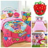 Shopkins Kids 5 Piece Bed in a Bag Twin Bedding Set - Reversible Comforter, Microfiber Sheets Set & Strawberry Kiss Pillow