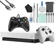 Microsoft Xbox One X 1TB Gaming Console White with 2 Controller Headset Cleaning Kit