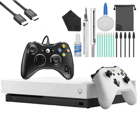 Microsoft Xbox One X 1TB Gaming Console White with 2 Controller Headset Cleaning Kit