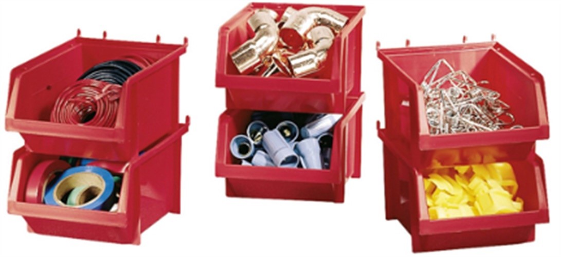 Part Bin6 6 Pack Stack/Peg Storage Bins Red, by Stack On, Single Item