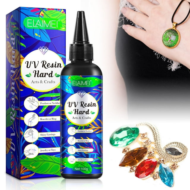 Résine Acrylique Transparente 100 ml Kit de Bricolage pour Fabrication de Bijoux avec Collier - Séchage Rapide Solution Époxy Sans Jaunissement pour Pendentifs Bracelets Bagues Bricolages - Fournitures d'Artisanat Adaptées aux Débutants