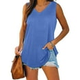 thumbnail image 1 of Aihuaihua Fashionable Tailcoat Hem V Neck Sleeveless Tank Top for Women Casual Summer Solid Color Vest Tee, 1 of 2