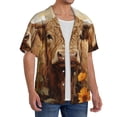 thumbnail image 2 of Rateoe Vintage Sunflower Cow Pattern Men's Short Sleeve Classic Shirt, Casual Short-Sleeved Shirt, Lightweight Summer Shirt, Cuban Collar Shirt,Button-Front Shirt-Medium, 2 of 5