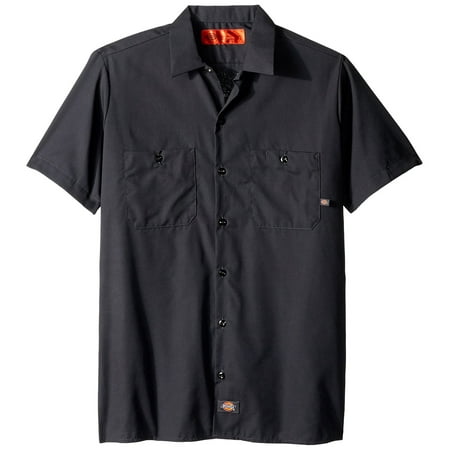 Shirt Collar Dickie - LS535CH M Polyester/ Cotton Men's Short Sleeve Industrial Work Shirt, Medium, Dark Charcoal, Lined two-piece collar with permanent stays and snap closure By Dickies Occupational Workwear Ship from US