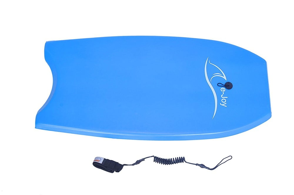 Super Lightweight Body board with Coiled Leash Slick Bottom, Perfect surfing By e-Joy by