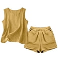 thumbnail image 6 of Tdoqot Womens Cotton Linen Outfit Sets- Loose Fit Casual Summer Lightweight Tank Tops and Shorts Yellow Size M, 6 of 6