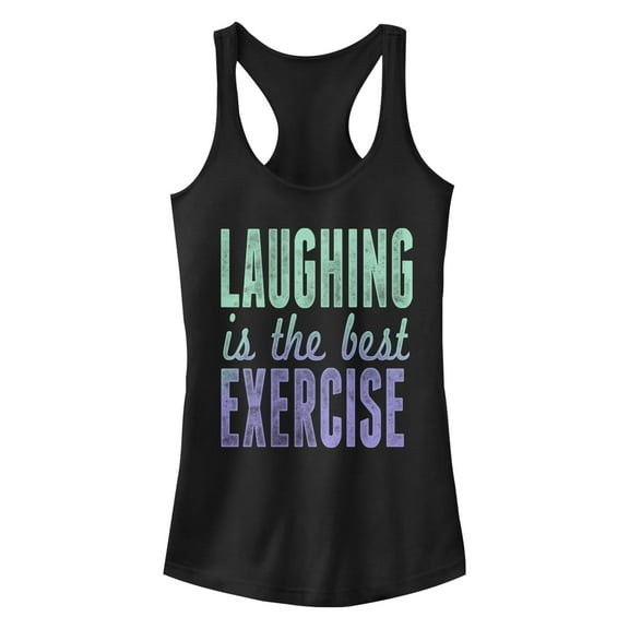Juniors' Chin-Up Laughing Is Exercise Racerback Tank Top Color: Black Size: MEDIUM