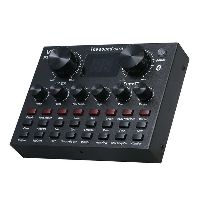 V8 Plus Live Sound Card with Audio Cable USB Cable BT Accompaniment Sound Effects Universal for Phone Computer