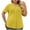 Yellow, variant on Womens Tops 2025 Fashion Plus Size Casual New Large Size V-Neck Short-Sleeved Color Matching Bottoming Shirt T-Shirt Top