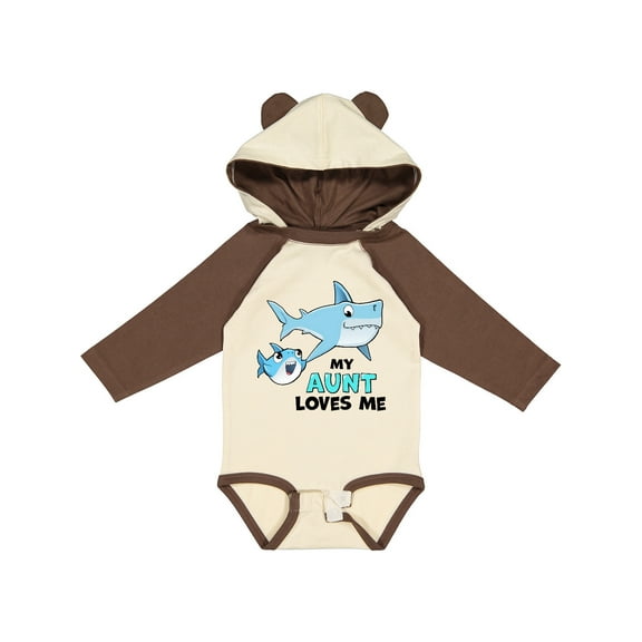 Inktastic My Aunt Loves Me with Cute Sharks Boys or Girls Long Sleeve Baby Bodysuit