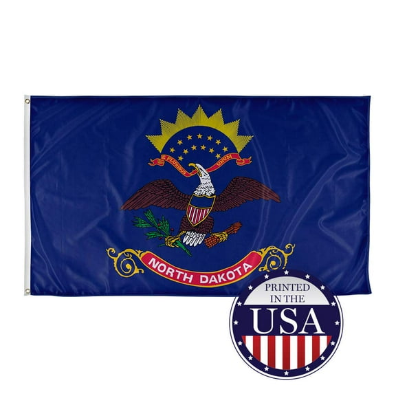 North Dakota State Flag - 3ft x 5ft Knitted Polyester, State Flag Collection, Made in The USA 