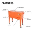 thumbnail image 3 of Permasteel 80-Qt Classic Outdoor Steel Patio Cooler on Wheels, Beverage Rolling Cart, Orange, 3 of 11