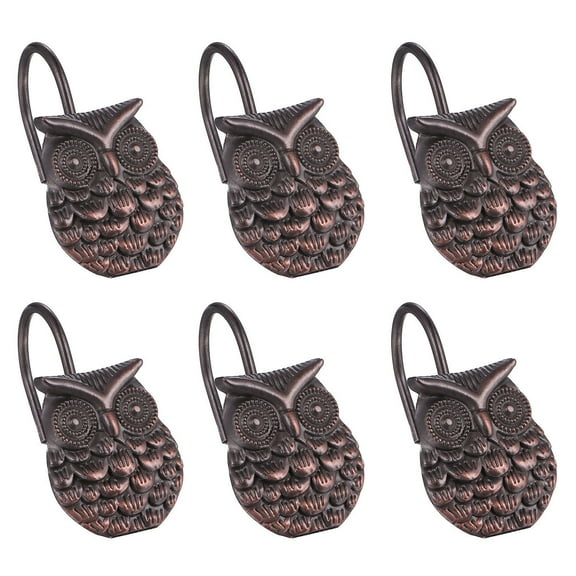 HOMEMAXS 12 Pcs Zinc Alloy Owl Shaped Shower Curtain Hooks Creative Hanging Hangers
