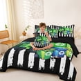 thumbnail image 3 of Castle Fairy Patriotic Recycle Truck Twin Bedding Sets 7-Piece for Adults, Eco Garbage Bin Bedding Comforter Set for Bedroom, Black White Green,Black Reversible, 3 of 7