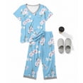 thumbnail image 6 of Tnhcen Women's Cotton Pajamas Sets Short Sleeve Tops Capri Pants Sleepwear Loungewear with Pockets Homewear Set S-2XL, 6 of 7