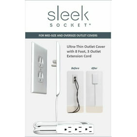 sleek socket9-M-OVSZ-W Ultra-Thin Electrical Oversized Outlet Cover With 3-Outlet Power Strip (8 Foot Cord)
