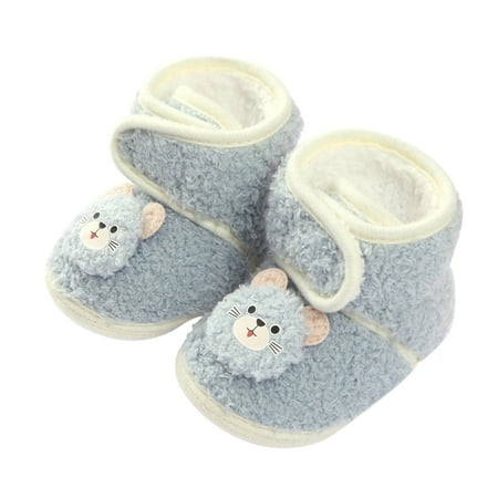 

Winter Children Toddler Shoes Baby Boys And Girls Flat Cotton Shoes Hook Loop Warm And Comfortable Cute Cartoon Bear