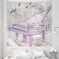 thumbnail image 1 of Piano Tapestry, Music Notes Design Abstract Art Hand Drawn Doodle Arrangement Print Bicolor, Fabric Wall Hanging Decor for Bedroom Living Room Dorm, 5 Sizes, Beige and Purple, by Ambesonne, 1 of 1