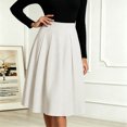 thumbnail image 2 of Ruimatai Womens Pleated Midi Skirt High Waist Elastic Pocket Work Office Casual Spring Daily Flowy A-Line Skirt, 2 of 6