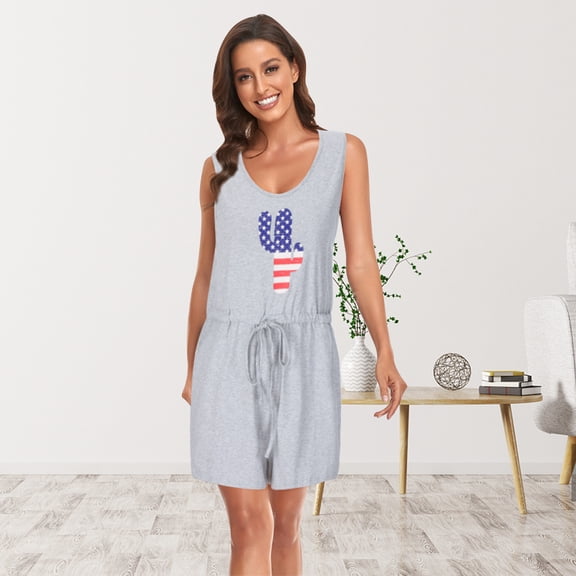 Lilgiuy Independence Day Mommy And Me Clothes Casual Mother Daughter Family Sleeveless Jumpsuit Gray 10(XL) Fall Clothes for 2022 Spring Winter