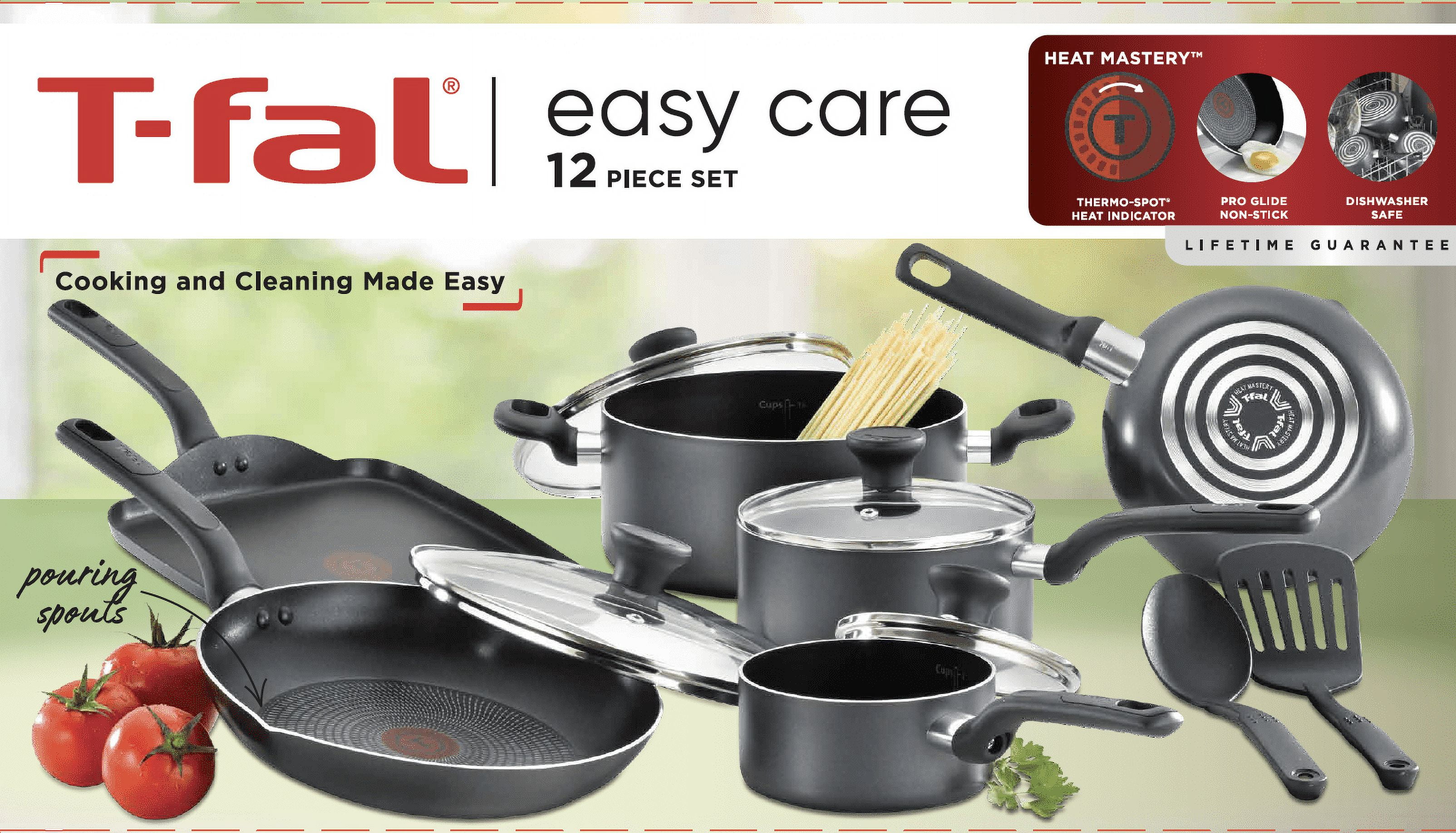 T-fal Easy Care 12-Piece Non-Stick Cookware Set, Pots and Pans