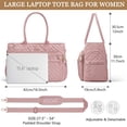 thumbnail image 4 of Teacher Tote Bag 15.6 inch Laptop Bag for Women, Work Bags Nurse Bible Bag Quilted Lightweight Laptop Tote Computer Briefcase for School Travel Office College, Pink, 4 of 7