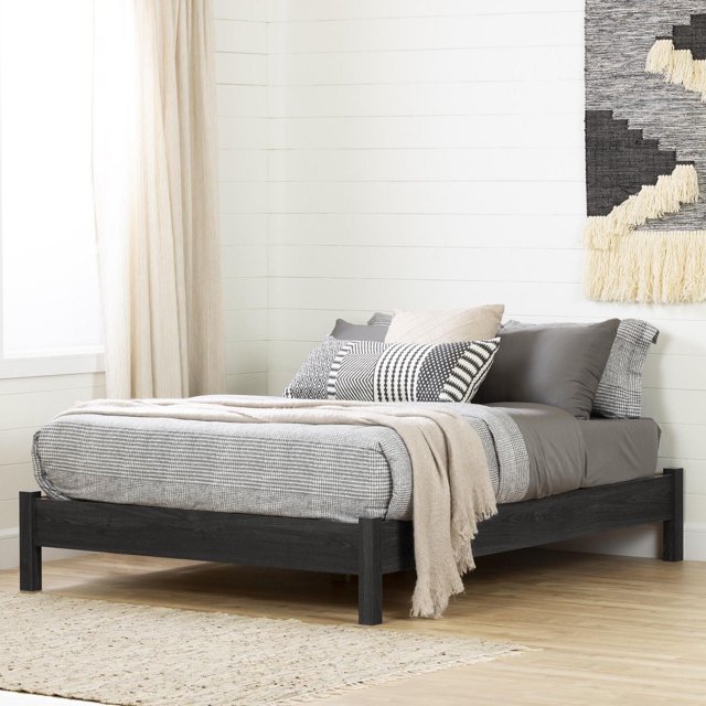 South Shore Step One Essential Full Platform Bed, Gray Oak