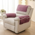 thumbnail image 5 of 3 Pieces Flannel Plush Sofa Armrest Cover Headrest Cover for Recliners Soft Fuzzy Non Slip 2 Arm Rest Covers and 1 Headrest Protector for Recliner Leather Sofa Couch(Beige,1 Seat), 5 of 7