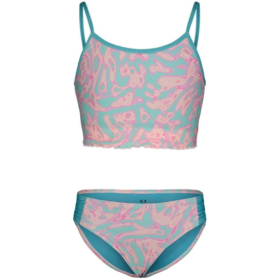 Under Armour Girls Two-Piece Bikini Set Pink Sugar Lava Size 4 US