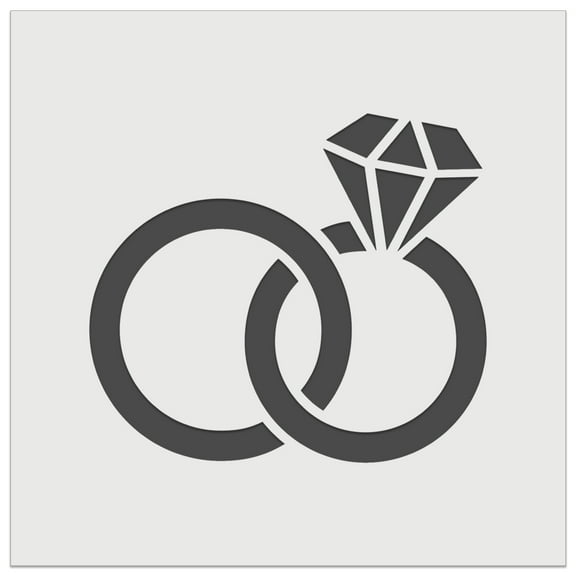 Wedding Rings with Diamond Overlapping DIY Cookie Wall Craft Stencil - 5.5 Inch