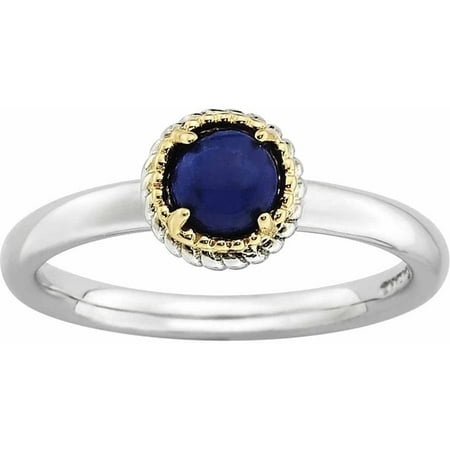 Sterling Silver & 14k Stackable Expressions Lapis Polished Ring