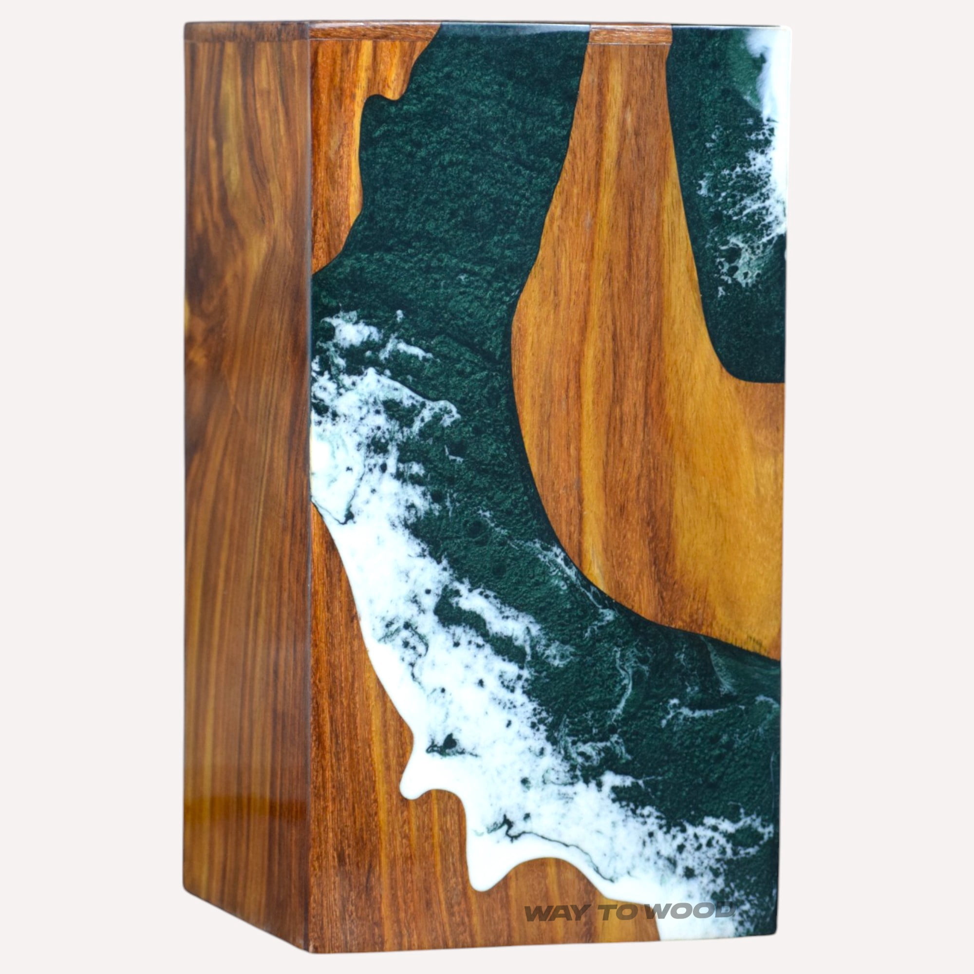 Wooden Urns for Human Ashes Adult Male, Female – Ocean Wooden Resin Urns for Burial & Home Memorial - Decorative Urn Box for Pet Ashes - Personalized Cremation Urn