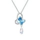 thumbnail image 1 of Collar Lekani Adopt de cristal austriaco en plata de ley 925 con forma de gota de agua y mariposa, cadena de clavícula azul, 1 of 3