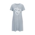 thumbnail image 4 of Sakmal Womens Moo Moo Nightgown Short Casual Blue Sleepshirt Short Sleeve Heart Print Nightgowns for Women, 4 of 5