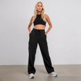 thumbnail image 2 of COUVER Women’s Cotton Blend Fleece Cargo Jogger Pants with Pockets, Black, X-Large, 1 Pair, 2 of 6
