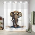 thumbnail image 6 of No Hook Shower Curtain with Built-in Rings - Vintage Boho Tribal Washable Waterproof Fabric Bathroom Curtains for Hotel,Rentals, 66 X 72 Inch Long , Elephants Ivory Chocolate Brown, 6 of 9