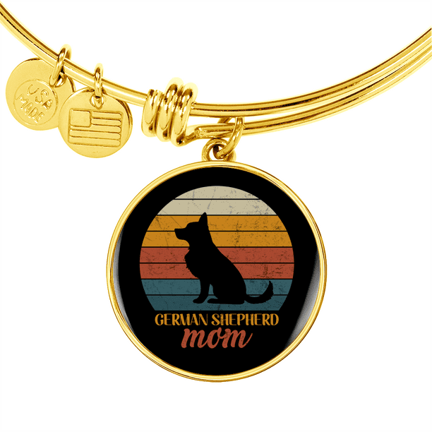 German Shepherd Mom Bracelet Stainless Steel or 18k Gold Circle Bangle Walmart