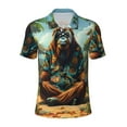 thumbnail image 2 of Daiia Forest Meditating Gorilla Pattern Men’s Polo Shirts,Solid Deck Shirt,Classic Fit, Breathable Cotton Polo for Casual and Sport Wear-X-Large, 2 of 7