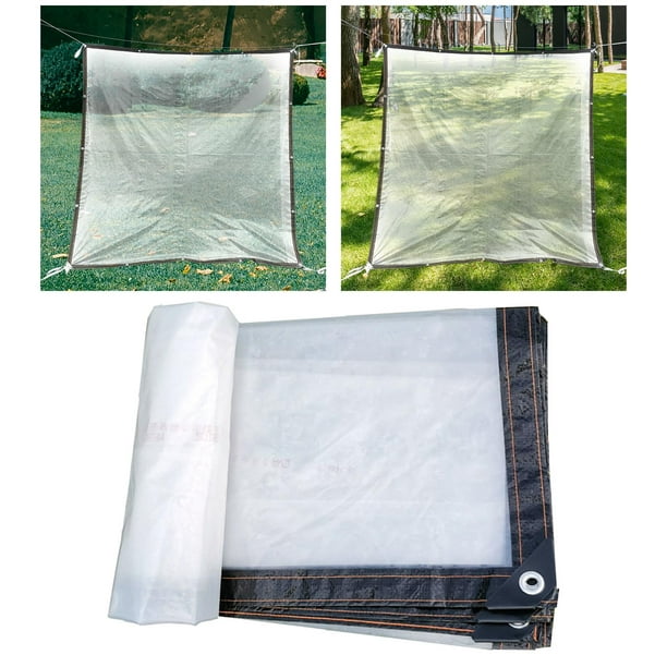 Bâche transparente de 0,9 x 0,9 m, bâche en PVC robuste de 20 mm  d'épaisseur avec œillets et 1 rouleau de corde, bâche imperméable en vinyle