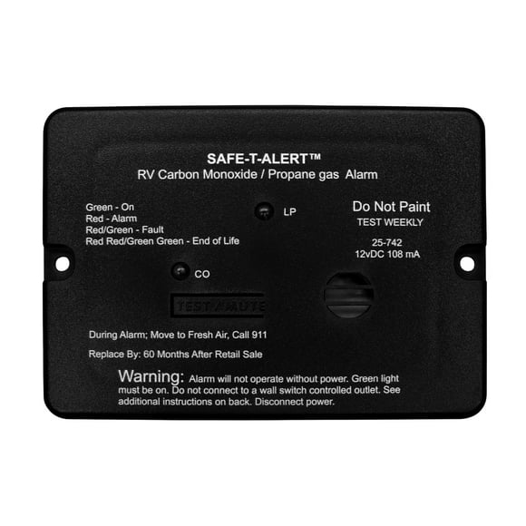 Alarma de gas Safe T Alert 25-742-BL, doble LP/CO, 12 V, montaje empotrado