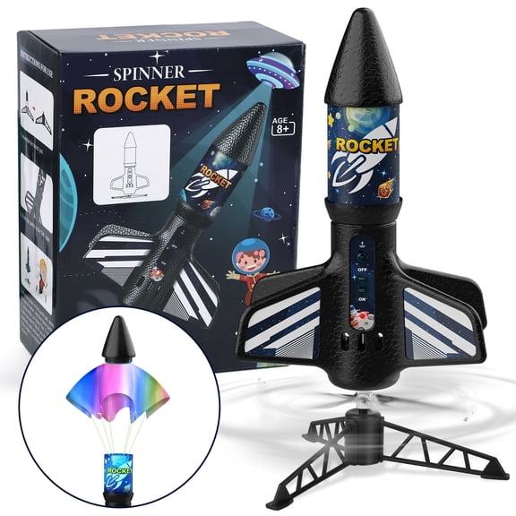 Wupuaait Rocket Launcher for Kids, Self-Launching Motorized Air Rocket Toy, Outdoor Toys for Ages 8-12, Black
