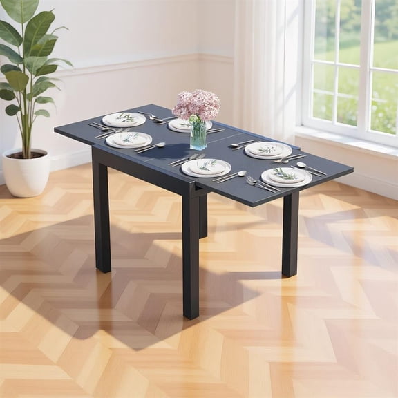 Topcobe 31.5 inches-63 inches Adjustable Patio Expandable Dining Table for 4-6 Person, Modern Kitchen Table Furniture for Dining Room, Living Room, Balcony-Gray