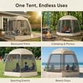thumbnail image 5 of Pop Up Screen House Tent, 10x10 FT Screen Room Canopy with Mosquito Mesh, Instant UV Resistant Shelter with Carry Bag, Beige, 5 of 7
