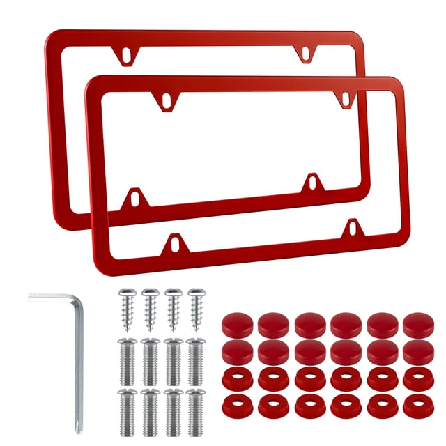 Marcos para matrículas Alpmosn de acero inoxidable, 2 unidades (rojo)