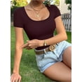 thumbnail image 4 of MOYIKO Scoop Neck Short Sleeve Shirts for Women Fitted Tops Tee,Size Small, 4 of 6
