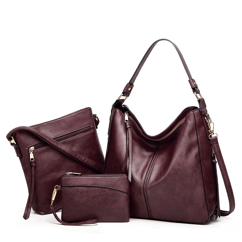 Lady PU Leather Tassel Hobo Handbag Shoulder Satchel Messenger Bag With Keychain 