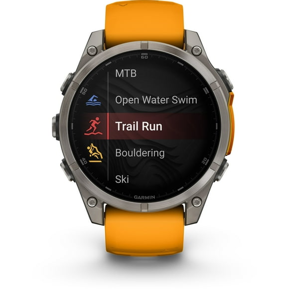 Garmin, monitor deportivo, fenix 8, 47mm, AMOLED, Sapphire Orange