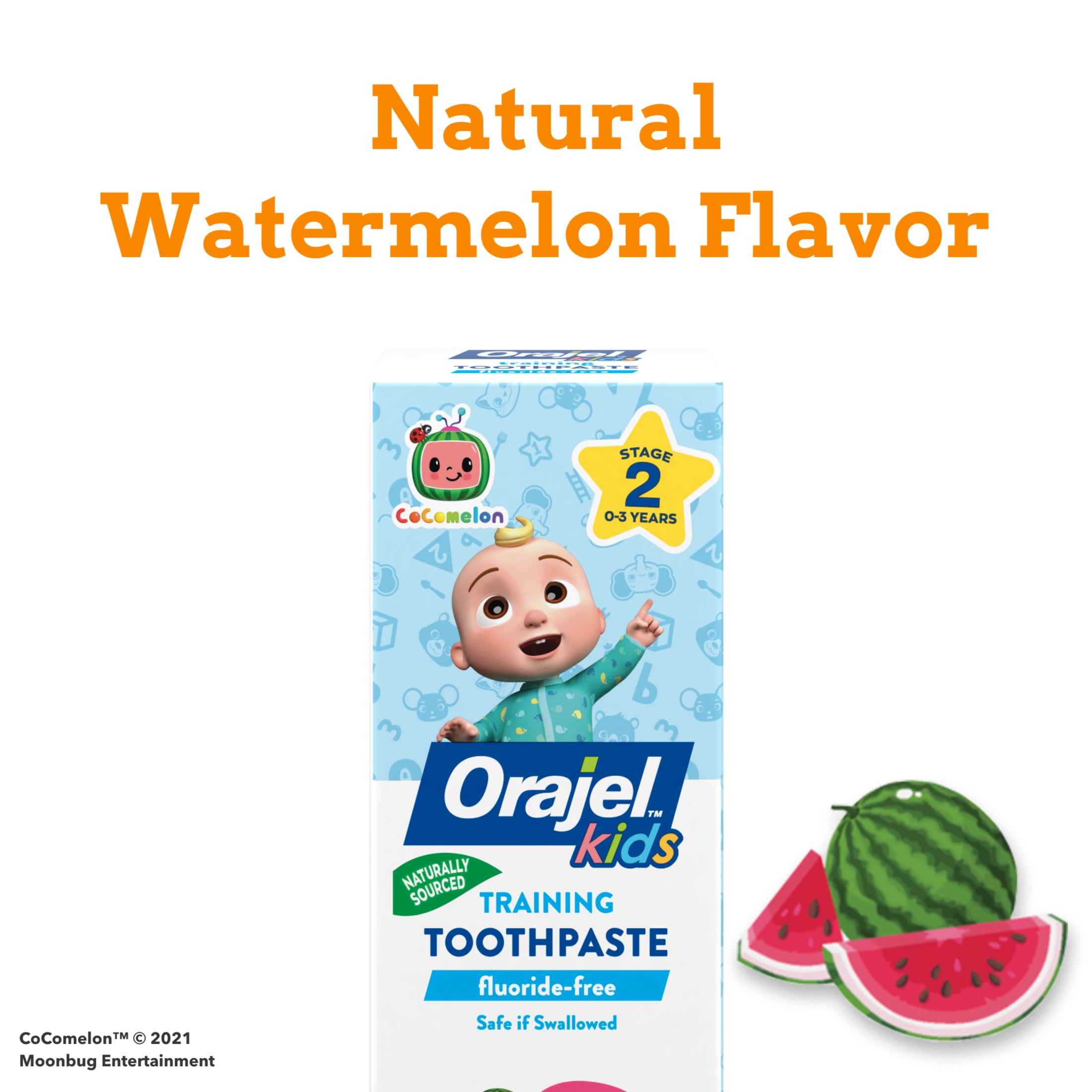Orajel Kids CoComelon Training Toothpaste Fluoride-Free, Natural Watermelon Flavor, 1.5 oz
